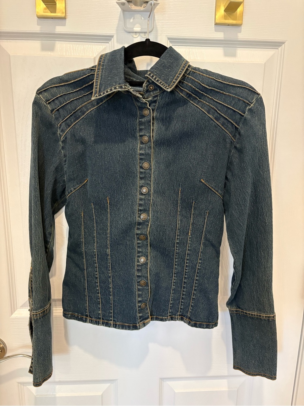 Vintage Illegal Classic Dark Blue Denim Jacket with Pintuck Detailing #1349